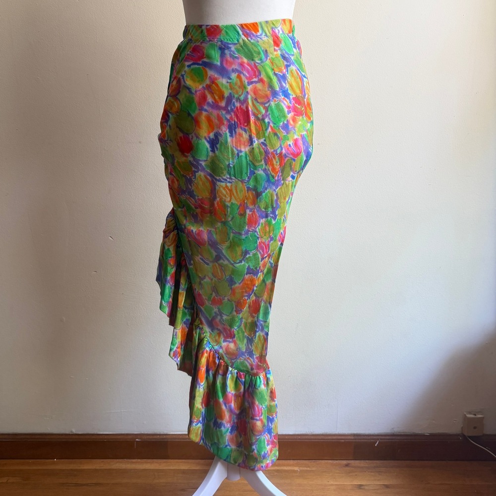Hope for Flowers Tracy Reese Ruffle Maxi Skirt Floral Multi XS NWT